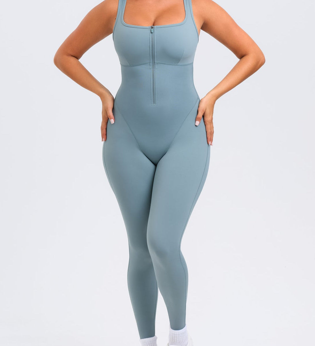 High Compression Front Zip SleevelessTummy Control Butt Lifting Shapewear Active Jumpsuit