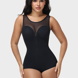 U Neck Sleeveless Mesh Seamless Tummy Control Bodysuit