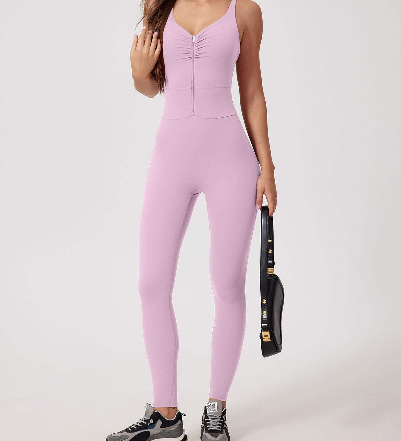 Front Zip High Waist Butt Lifting Workout One Piece Jumpsuit