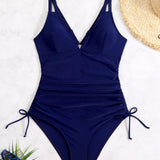 Women's Deep V Sexy Shapewear Swimsuit with Drawstring