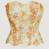 Sexy Mesh Cut Out Lace Double Layer Tummy Control Corset with Back Tie