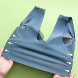 V Neck Lace Thin Anti Exposure Seamless Minimizer Vest Bra