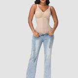 Double-Layer PowerMesh Hourglass Tummy Sculpt Zipper Bodysuit With Bra