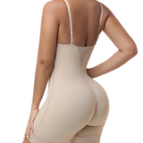 V Neck Adjustable Strap Crotch Zipper Seamless Lace Bodysuit Shapewear