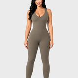 UltraSculpt™ V Neck Tummy Control Butt Lifting Workout Jumpsuit with Pockets
