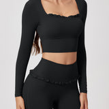 Ballet Ruffled Long Sleeve Sports Top