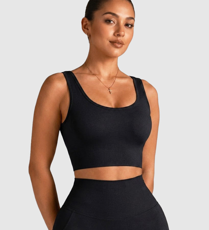 U Neck Sleeveless Seamless Crop Yoga Tank Top