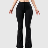 High Waist Butt Lifting Solid Black Slim Fit Flare Shaping Yoga Pants