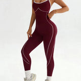 Seamless Skinny Crisscross Cutout Back Butt Lifting Full Length Jumpsuit