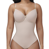 Adjustable Strap Thong Bodysuit Lace Up Back Tummy Control Shapewear