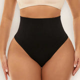 High Waist Ribbed Tummy Control Butt Lifting Shapewear Thong
