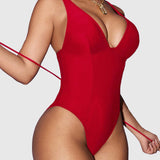 Shapewear Tummy Control Push Up V-Neck One-Piece Swimsuit