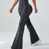 High-Waisted Leopard Print Fitness Yoga Flared Hip-Lifting Pants