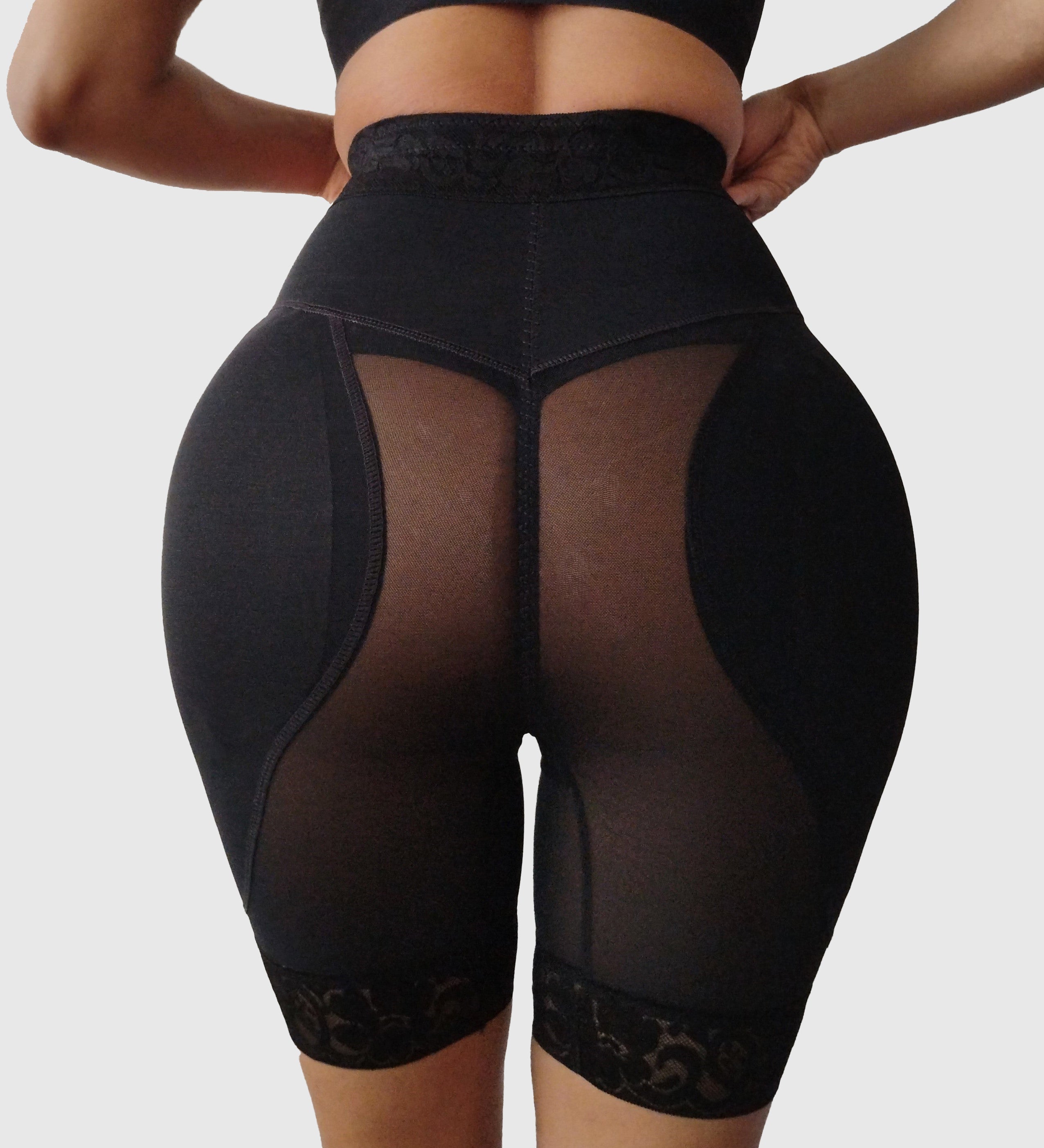 High Waist Tummy Control Butt Lifting Mid Thigh Mesh Shaper Shorts