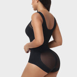 U Neck Sleeveless Mesh Seamless Tummy Control Bodysuit