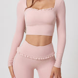 Ballet Ruffled Long Sleeve Sports Top