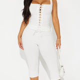Square Neck Tank Capri Snatched Pants Two Piece Set