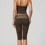 Two Piece Workout Set Halter Cami Crop Top with Capri Leggings