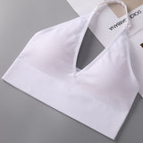 Deep V Sexy Halter Neck Backless Triangle Cup Wireless Bra