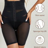 High Waist Stretchy Mesh Shaping Shorts with Adjustable Buckle