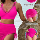 Sexy Deep V Mesh Shapewear Swimsuit Set with Side Drawstring