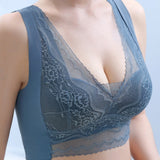 V Neck Lace Thin Anti Exposure Seamless Minimizer Vest Bra